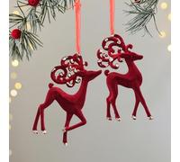 Christmas Decorations Wine Red Christmas Decoration Velvet Reindeer Deer Candy Pendant Tree Living Room Staircase Decoration Hanging Hanging Ball for Holiday Wedding Party