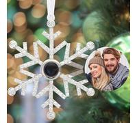 Christmas Decorations with Picture Inside, Personalised Snowflake Photo Christmas Tree Bauble, Home Decor for Xmas Party for Family