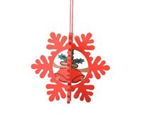 Christmas Decorations Wooden Cut Hollowed Out 3D Snowflake Ornament Tree Hanger Glass Bunny (A, 10X10CM)