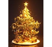 Christmas Decorations Xmas Tree Diamond Painting, Golden Diamond Art Kits Adults, Gem Crystal Art Canvas Crafts for Adult, DIY Round Full Drill for Winter Room Decor Or Christmas Gifts 50x70cm u-336