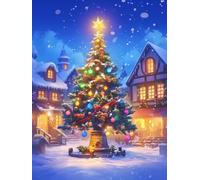 Christmas Decorations Xmas Tree Diamond Painting, House Diamond Art Kits Adults, Gem Crystal Art Canvas Crafts for Adult, DIY Round Full Drill for Winter Room Decor Or Christmas Gifts 40x50cm u-329