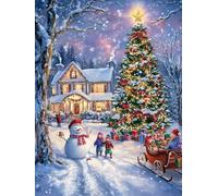 Christmas Decorations Xmas Tree Diamond Painting, sled Diamond Art Kits Adults, Gem Crystal Art Canvas Crafts for Adult, DIY Round Full Drill for Winter Room Decor Or Christmas Gifts 40x50cm u-354