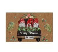 Christmas Decorative Doormat - Non Slip Doormat for Entryway | Merry Christmas Gnome Welcome Rug | Non-Slip Washable Winter Doormat for Indoor and Outdoor