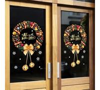 Christmas Decorative Glass Door Stickers, New Year Window Stickers, Xmas Tree Wreath Balls Snowflake Window Clings Sticker for Glass, Merry Christmas Home Decor for Holiday Party Outdoor Ornament