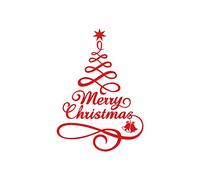 Christmas Decorative Gold Large Tree Glass Window Scene Layout Stickers - Window Clings for Glass (Red 57x40cm)