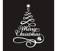 Christmas Decorative Gold Large Tree Glass Window Scene Layout Stickers - Window Clings for Glass (White 57x40cm)