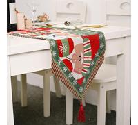 Christmas Decorative Knitted Fabric Tablecloth,Christmas Table Runner with Pom Tassels Decor for Dining Table (A-4)