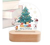 Christmas Decorative Night Light, Wooden Oval Base Bedside Lamp | Basic Oval Office Crafts | LED Lamps with Wooden Base, Home Decor for Home, Bedroom