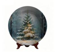 Christmas Decorative Plates For Wall Hanging Xmas Tree Winter Plates 10" | Xmas Decorative Plate Display for Kitchen Dining Room Wall Home Décor Art Decoration