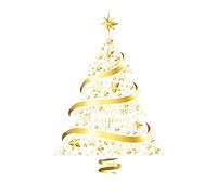 Christmas Decorative Stickers Gold Large Christmas Tree Decals Shopping Mall Glass Window Scene Layout Stickers wojonifuiliy01 (GD1, One Size)