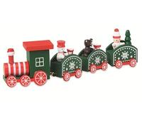 Christmas Decorative Wooden Train Hand-Painted in Green, White & Red with 6 Figures, Nostalgic Christmas Decoration, 17.4 x 4.5 x 4.5 cm, Christmas Advent