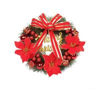 Christmas Decorative Wreath with Bow for Front Door Wall Window Decor | Festive Christmas Wreath with Large Ribbon Bow, 30cm 40cm Artificial Greenery Garland with Berries for Door Wall Hanging