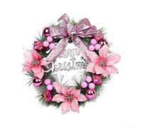 Christmas Decorative Wreath with Bow for Front Door Wall Window Decor | Festive Christmas Wreath with Large Ribbon Bow, 30cm 40cm Artificial Greenery Garland with Berries for Door Wall Hanging