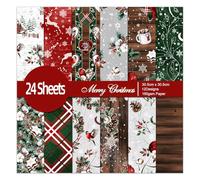 Christmas Decoupage Scrapbooking Paper Pad - 24 Sheets 12x12in Aesthetics Patterns Designed Material for Card Decorative DIY Crafts Journals Folded Origami Gift Wrapping Supplies