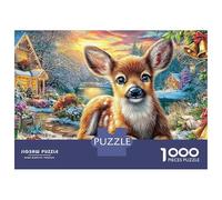 Christmas Deer 1000 Pieces Jigsaw Puzzles Engaging Educational Games Deer in Garden Jigsaw Puzzles Beautiful Decoration for Gifts 70x50cm/1000pcs