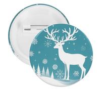 Christmas Deer And Snowflakes Badge Metal Round Pins, Lightweight Brooch for Backpack, Fashion Button Pins Badge for Shirts, Jackets, Shawl Coat, Unisex, 12PCS, Tinplate, metal round pins