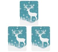 Christmas Deer And Snowflakes Car Air Freshener, 3 Pcs Square Hanging Air Freshener Cards, Long Lasting Fragrance Scented Cards for Car, Home, Office Black-style