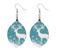Christmas Deer And Snowflakes Wooden Earrings for Women, Vintage Elegant Wood Jewelry, Lightweight Earrings for Wedding, Party, Everyday Jewelry Gift, Apricot shaped, Wood, wood