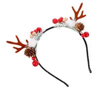Christmas Deer Ear Antler Headband for Adults Christmas Season | Photo-ready Styling, Firm Fit for Performance and Family Photos, with Berries Pine Cones