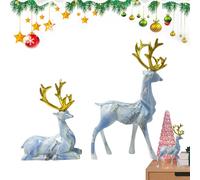 Christmas Deer Figurines - Resin Elk Statue Set with Sitting, Standing Reindeer Sculptures and Decorative Ornaments Modern Art | Festive Home Styling - For Centre Tables and Living