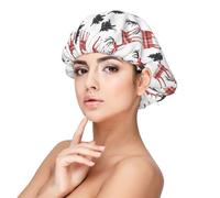 Christmas Deer Forest Print Satin Silk Bonnet for Sleeping Women, Adjustable Double Layer Satin Hair Bonnet Night Sleep Cap for Curly Hair