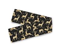 Christmas Deer Gold Black Autumn Table Runner Autumn Table Runner Home Decor Table Decor for Living Room Wedding Decor 13 x 70 Inches