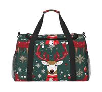 Christmas Deer Hand Travel Bag - Large Reusable Shopping Tote Bag, Perfect for Outdoor Activities, Sports, Camping & Groceries, Black, One Size