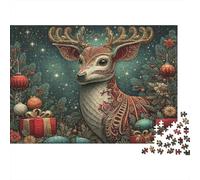 Christmas Deer Ornament 100% Recycled Cardboard Knitted Reindeer Decor 1000Pc Jigsaw Puzzle Adults Fun Activity for Rainy Days 70x50cm/1000pcs
