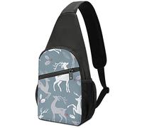 Christmas Deer Pattern Crossbody Backpack Shoulder Bag Lightweight One Strap Sling Bag Travel Hiking Daypack