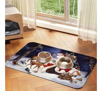 Christmas Deer Printed Pet Bowl Mats, Non-Slip And Tasteless Dog And Cat Feeding Mats