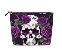 Christmas Deer Printed Reusable Cosmetic Bag â€“ Travel Toiletry Organizer, Zipper Pouch for Makeup Accessories, Purple Rose Skeleton, One Size