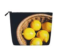 Christmas Deer Printed Reusable Cosmetic Bag â€“ Travel Toiletry Organizer, Zipper Pouch for Makeup Accessories, Basket Lemons, One Size