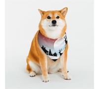 Christmas Deer Santa Claus Silhouette Dog Bandanas Large Adjustable Dog Scarf Triangle Bibs Double Reversible Kerchief Scarf Washable Daily Handkerchief for Medium Large Dog Puppy Cat Gift