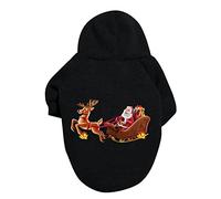 Christmas Deer Santa Dog Jumper for Small Dogs, Christmas Costume with Reindeer Pattern, Knitted Jumper for Pets, Festive Outfit for Dogs, Christmas Jumper with Antler Appliqué (Black, 8XL)