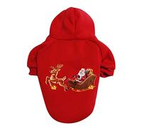 Christmas Deer Santa Dog Jumper for Small Dogs, Christmas Costume with Reindeer Pattern, Knitted Jumper for Pets, Festive Outfit for Dogs, Christmas Jumper with Antler Appliqué (Red, XS)