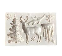 Christmas Deer Silicone Mold Icicle Snowflake Chocolate Candy Molds Fondant Cake Decorating Tools Kitchen Baking Moulds, Bakeware Mat Cake Border Decor DIY Mold