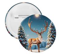 Christmas Deer Snow Tree Badge Metal Round Pins, Lightweight Brooch for Backpack, Fashion Button Pins Badge for Shirts, Jackets, Shawl Coat, Unisex, 12PCS, Tinplate, metal round pins