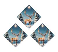 Christmas Deer Snow Tree Car Air Freshener, 3 Pcs Rhombus Hanging Air Freshener Cards, Long Lasting Fragrance Scented Cards for Car, Home, Office White-style