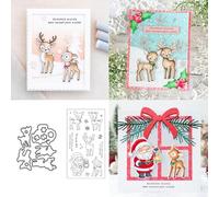 Christmas Deer Stamp and Die Sets for Card Making, Clear Stamps and Cutting Dies Set for Paper Albums Crafts Decor