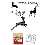 Christmas Deer Stamps and Cutting Dies for Card Making DIY Transparent Silicone Clear Stamp and Metal Die Cuts Sets for Scrapbooking Paper Greeting Cards Decor Seals Craft Supplies