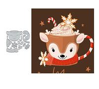 Christmas Deer Teacup Metal Die Cuts,Christmas Snowflake Elk Cutting Dies Cut Stencils for DIY Scrapbooking Decorative Embossing Paper Scrapbooking Card Making