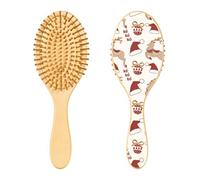 Christmas Deers Hat Wooden Hair Brush Paddle Hairbrush Wooden Brushes for Hair Natural Wood Brush
