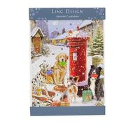 Christmas Delivery Advent Calendar | Traditional Picture Advent Calendar | Winter Village Dogs - 33.5x23cm