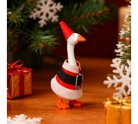 Christmas Desk Goose Outfit, 7 Inch Snowman Santa Christmas Tree Magnetic Silly Goose Statue Keychain Felt Clothes Cute Desk Animal Table Key Holder Decor