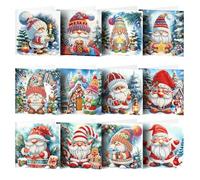 Christmas Diamond Art Cards - 12 Pcs DIY 3D Painting Kit for Adults and Kids, Holiday Decorations and Gifts (Style-1)