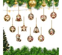 Christmas Diamond Art Ornament Kit, 12pcs Diamond Art Christmas Decor | 8cm Acrylic Christmas Ornaments with Santa, Snowman & Tree Designs, Diamond Art Kit for Adults, Christmas Crafts & Gifts
