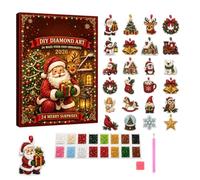 Christmas Diamond Painting Advent Calendar 2026,24 Days DIY Crafts Diamond Art with Tools, Pearl Diamond Painting Hanging Ornaments for Family Activities and Holiday Home Crafts