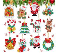 Christmas Diamond Painting Keychain 5D DIY Diamond Painting Kit Christmas Hanging Diamond Art Kits Diamond Art Christmas Ornaments for Kids Christmas Crafts Family Decor (12)
