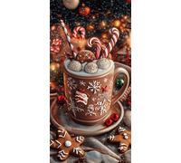 Christmas Diamond Painting Kits for Adults, 5D Coffee Large Diamond Art with Round Drills Full Drill Gem Art Big Painting Set, DIY Crystal Mosaic Kits for Adults for Home Wall Decor 90x180cm, Model841