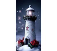 Christmas Diamond Painting Kits for Adults, 5D Lighthouse Large Diamond Art with Round Drills Full Drill Gem Art Big Painting Set Crystal Mosaic Kits for Adults for Home Wall Decor 100x200cm, Model973